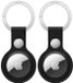 Rosso 2-Pack Element Hoesje Geschikt voor Apple AirTag Sleutelhanger Kunstleer | Hanger | Case Zwart