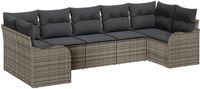 vidaXL Tuinbank Set 7-delig Grijs Polyrattan