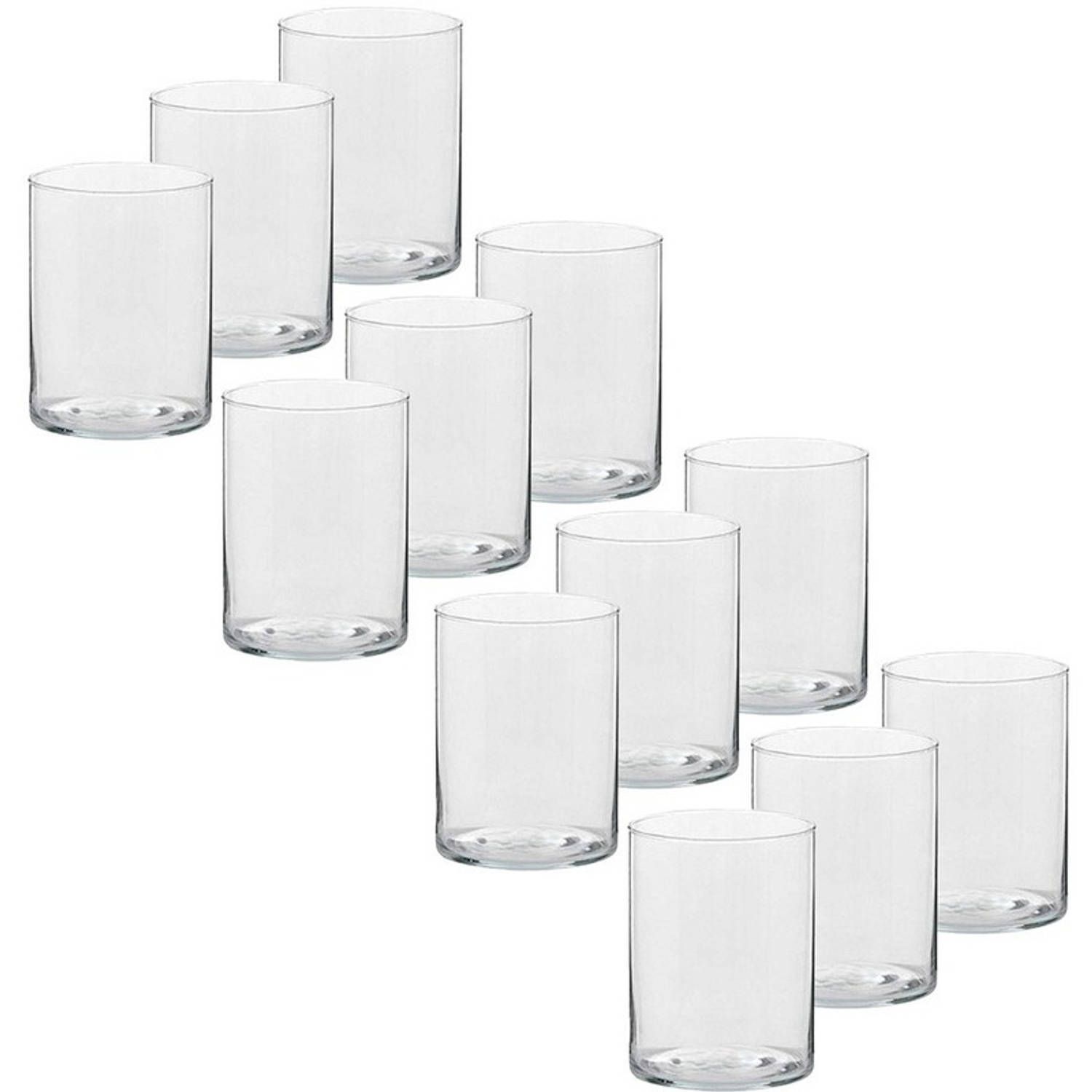 Trend Candles Panda Trend Candles 12x Glazen Theelichthouders/Waxinelichthouders 5,5 x 6,5 cm Transparant