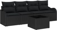 vidaXL - Tuinbank - Set - 5 - st - 4-Aantal - zitplaatsen - Zwart - poly - rattan