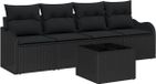 vidaXL - Tuinbank - Set - 5 - st - 4-Aantal - zitplaatsen - Zwart - poly - rattan