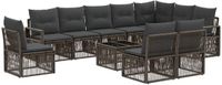 vidaXL - Tuinbank - Set - 10 zitplekken - Grijs - Polyrattan