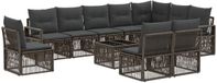 vidaXL - Banc de jardin - Ensemble - 10 places assises - Gris - Polyrattan