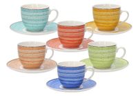 Tognana Porcellane Iris Theekopjes Set 6 stuks Meerkleurig Bone China 0.2L