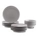 Amazon Basics Serviesset, aardewerk, 18-delig, rokerig grijs, servies voor 6