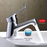 Merkloos Fontein Drinkwaterkraan Moderne wastafelmengkraan met één hendel, chroom, zilverkleurig - voor de badkamer