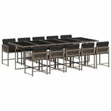 vidaXL Ensemble de jardin 11 pièces avec coussins, poly rotin, gris