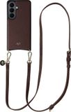 AVY Leren Hoesje Geschikt voor Samsung Galaxy S26 | Compatibel met MagSafe | Leather Case met Telefoonkoord | Crossbody | Chocolate | Long Leather