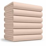 Utopia Bedding Platte lakens - pak van 6 - Zacht geborstelde microvezelstof - krimp- en vervagingsbestendige bovenlakens - gemakkelijk te onderhouden (Queen, beige)
