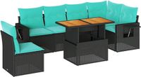 vidaXL 7-delige Loungeset met kussens poly rattan zwart