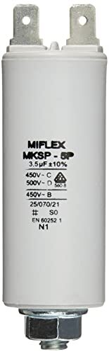 Miflex Aanloopcondensator motorcondensator 3,5µF 450V 25x58mm stekker M8; 3,5uF