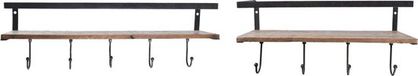 DKD Home Decor Wandkapstok Hout MDF Metaal Zwart 2 Onderdelen (61 x 14 x 19,5 cm)