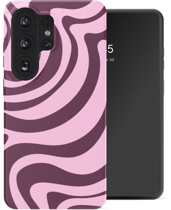 Selencia Hoesje - Geschikt voor Samsung Galaxy S26 Ultra - Backcover - Wavy Swirl Pink Plum