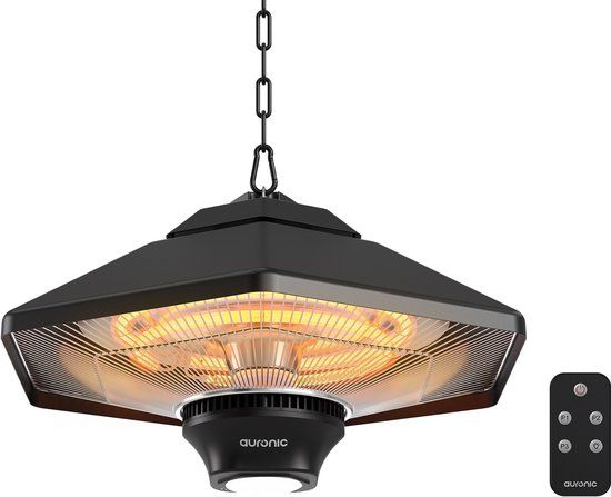 Auronic Terrasverwarmer - Infrarood Verwarming - Hangend - 2000W - Zwart