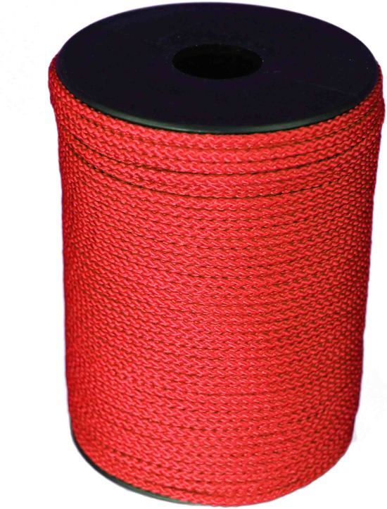 PasschierTerpo Touw Rood diameter 3mm haspel lengte 100 mtr koord gevlochten touw Touwen haspel