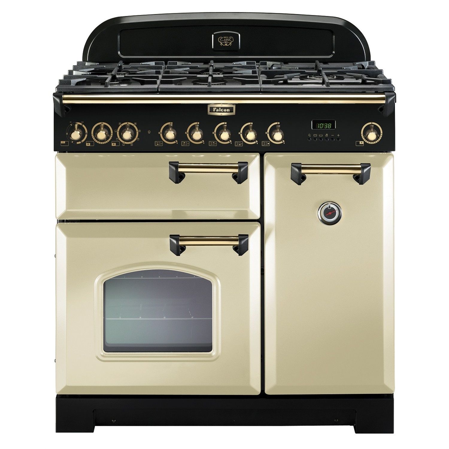 Falcon Classic Deluxe 90 Range Cooker - Gas Hob - Brass & Cream