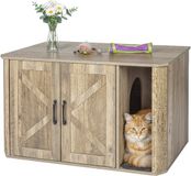 Relaxdays Kattenkast voor kattenbak met mat - 50x85x49 cm - bruin