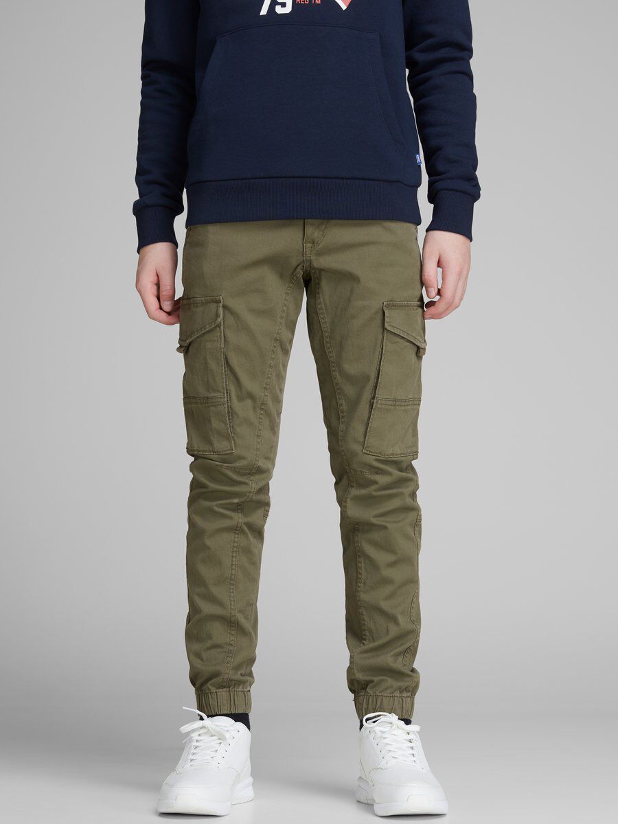 Jack & Jones Junior JJIPAUL JJFLAKE AKM 542 Cargo Broek - Groen - Maat 152