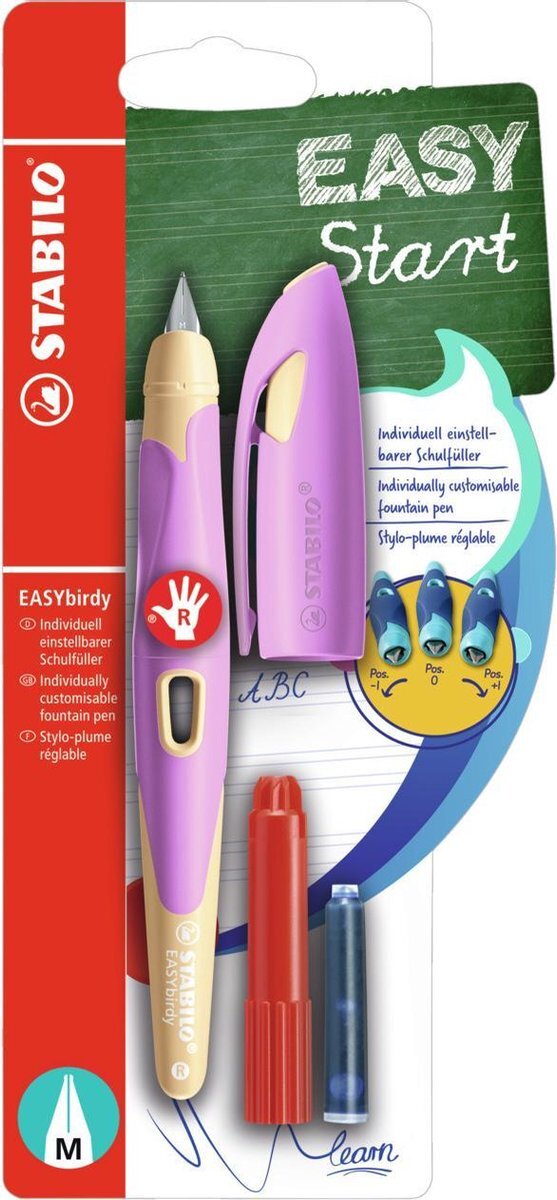 Stabilo EASYbirdy - Ergonomische Vulpen - Rechtshandig - Pastel Edition - Zacht Roze/Apricot pastel - Standaard M punt