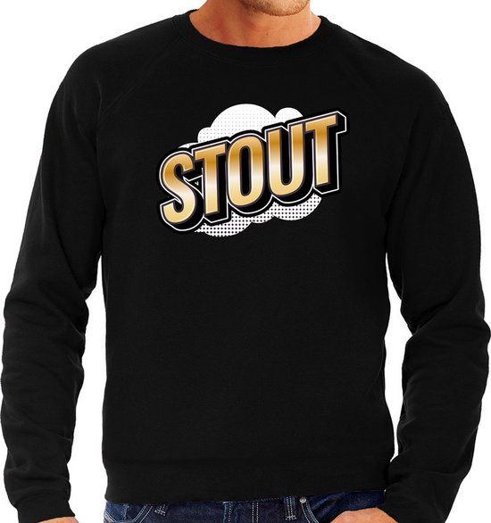 Bellatio Decorations Foute Stout 3D Effect Sweater - Zwart - Heren - XL - Katoen - Grappig en Fout