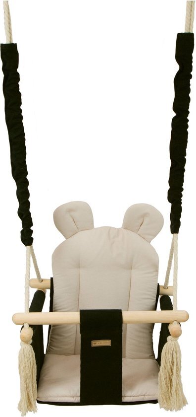 Viking Choice Babyschommel - babyswing - met oren - max. 20 kg - zwart, crème