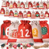 oCreon Adventskalender om te vullen - Groot - Adventskalender zelf te vullen met 24 jute zakjes 18 x 13 cm