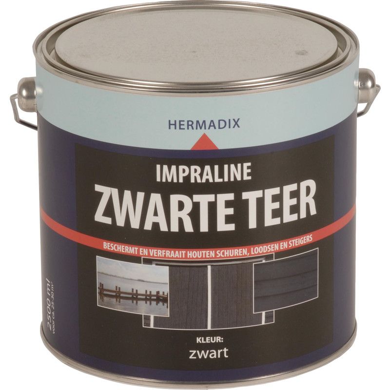 Hermadix Impraline Zwarte Teer - 2,5 liter - Zwart - Mat