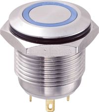 TRU COMPONENTS 701855 GQ16F-10E/J/B/12V Vandalismebestendige druktoets 48 V/DC 2 A 1x uit/(aan) Moment Blauw IP65 1 stuk(s)