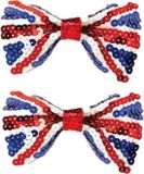 Sans marque Noeud papillon Union Jack drapeau - 2x pièces - nœud papillon à paillettes thème Angleterre - avec élastique