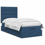 vidaXL - Ottoman bed met matras met hoofdeinde - Blauw - 90 x 200 cm - Stof