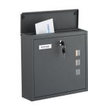 Merkloos Relaxdays Wandbrievenbus met slot - 33 x 35 x 12 cm - metaal - antraciet