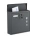 Merkloos Relaxdays Wandbrievenbus met slot - 33 x 35 x 12 cm - metaal - antraciet