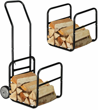 Relaxdays Brandhoutrek en Brandhoutkar 2-in-1 - Staal - Zwart/Grijs - 112 cm