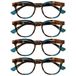 Opulize Ava 4 Stuks Vrouwen Dames Bruine Schildpad Turquoise Super Comfortabele Pasvorm Leesbril Scharnieren Met Veer RRRR62-Q +1,00