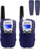 Retevis RT388 Talkie-walkie pour enfants - 2 pièces - portée de 3 km - 8 canaux - lampe de poche LED - bleu foncé