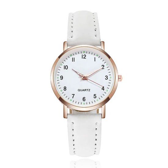 LGT JWLS Lookinggoodtoday LGT JWLS Dameshorloge met Eenvoudige Uitstraling en Lichtgevende Details Wit