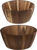 Secret de Gourmet voedsel serveerschalen - set van 5x - Acaciahout - D28/D16 cm