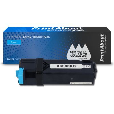 PrintAbout Huismerk Xerox 106R01594 Toner Cyaan - Compatible
