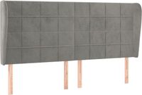 vidaXL Hoofdbord met randen fluweel lichtgrijs 163x23x118/128 cm