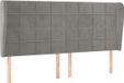 vidaXL Hoofdbord met randen fluweel lichtgrijs 163x23x118/128 cm
