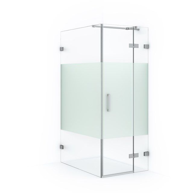 Maxaro Douchecabine Diamond 120x80cm 8mm Helder Veiligheidsglas met Matte Strook Chroom