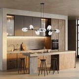 Emibig Exceptionnelle lampe suspendue 8x E14 noire avec verre transparent soufflé