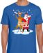 Bellatio Decorations Foute Kerst print t-shirt - blauw - Heren - Maat S