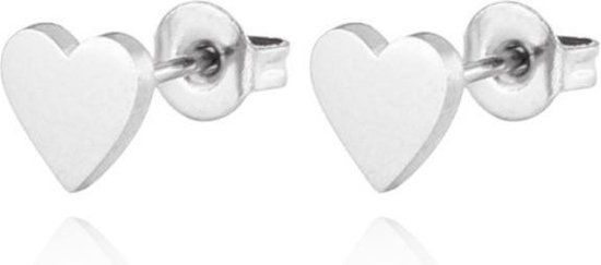 Cilla Jewels Oorknoppen Edelstaal Hartje Zilverkleurig