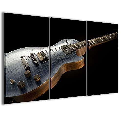 Stampe su Tela Quadro, elektrische gitaar, modern canvas uit 3 panelen kant-en-klaar ingelijst, canvas, klaar om op te hangen, 90 x 60 cm