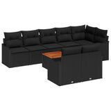 vidaXL Tuinbank Set 9-delig Zwart Polyrattan