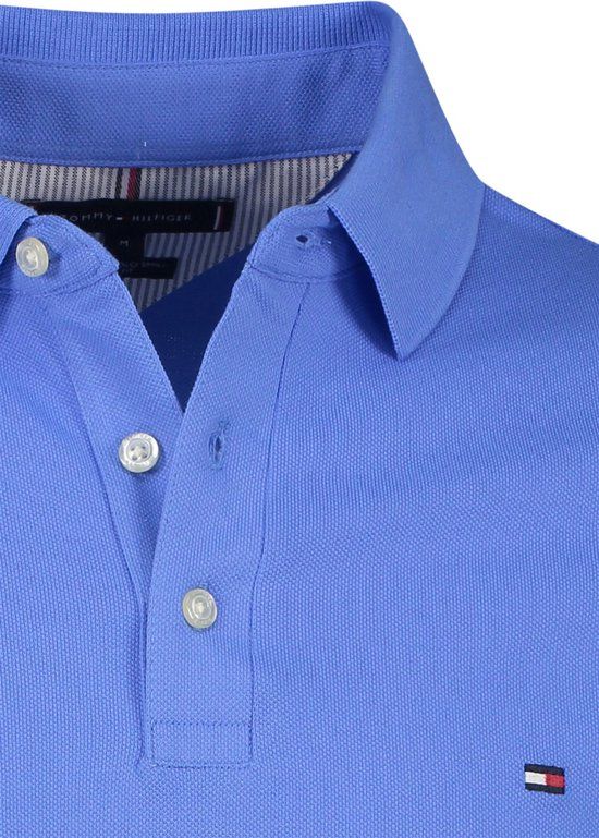 Tommy Hilfiger 1985 Slim Fit Polo - Blauw - Heren - Maat S - Korte Mouw - Casual - Lente/Zomer 2024