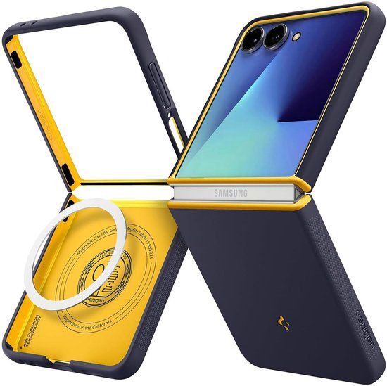 Spigen Nano Pop MagFit Hoesje Geschikt voor Samsung Galaxy Z Flip 7 - Back Cover Compatibel met MagSafe / Qi2 - Blauw