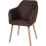 Générique Eetkamerstoel Malmö T381, stoel keukenstoel, retro jaren 50 design ~ textiel, vintage donkerbruin, lichte poten