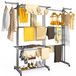 Vounot – Étendoir à linge extensible pliable 190x64x170cm – Séchoir 4 niveaux grande capacité – Charge max 45kg – Design pliable avec roulettes
